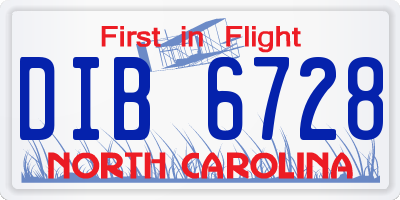 NC license plate DIB6728
