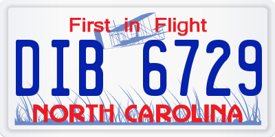 NC license plate DIB6729