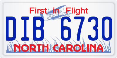 NC license plate DIB6730
