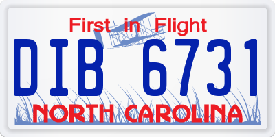 NC license plate DIB6731