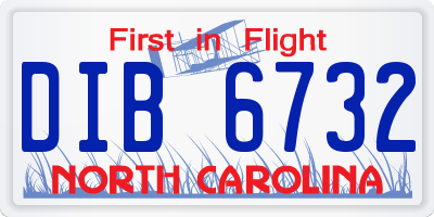 NC license plate DIB6732