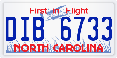 NC license plate DIB6733