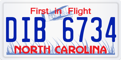 NC license plate DIB6734