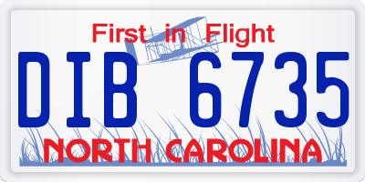 NC license plate DIB6735