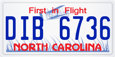 NC license plate DIB6736