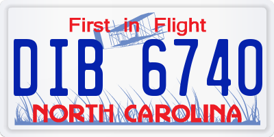NC license plate DIB6740