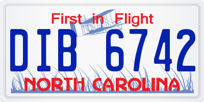 NC license plate DIB6742