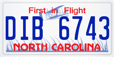 NC license plate DIB6743