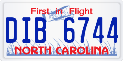 NC license plate DIB6744