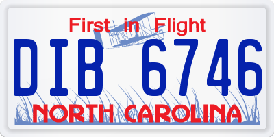 NC license plate DIB6746
