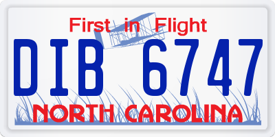 NC license plate DIB6747