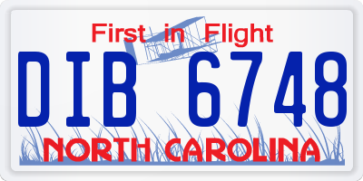 NC license plate DIB6748