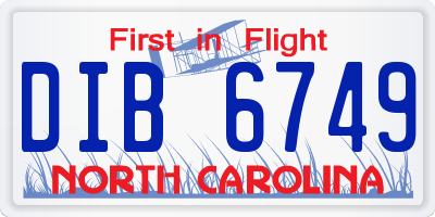 NC license plate DIB6749