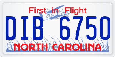 NC license plate DIB6750