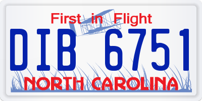 NC license plate DIB6751