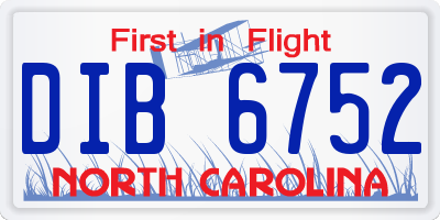 NC license plate DIB6752