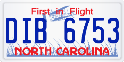 NC license plate DIB6753