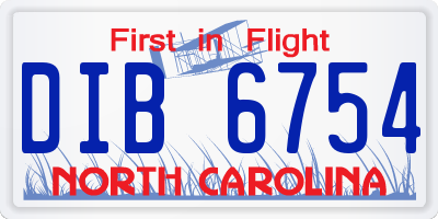 NC license plate DIB6754