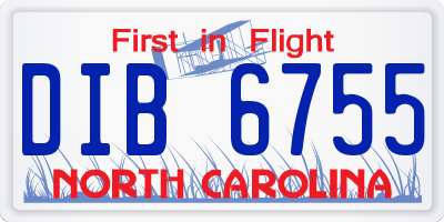 NC license plate DIB6755