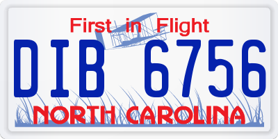 NC license plate DIB6756