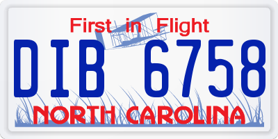 NC license plate DIB6758