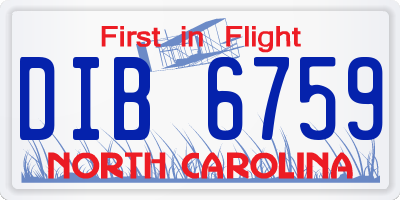 NC license plate DIB6759