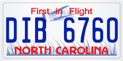 NC license plate DIB6760