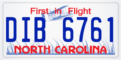 NC license plate DIB6761