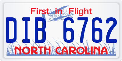 NC license plate DIB6762