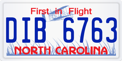 NC license plate DIB6763