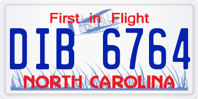 NC license plate DIB6764