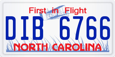 NC license plate DIB6766