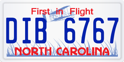 NC license plate DIB6767