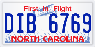 NC license plate DIB6769