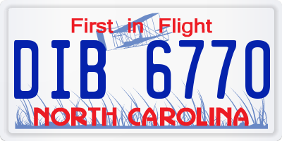NC license plate DIB6770