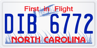 NC license plate DIB6772