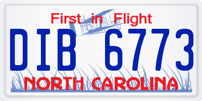 NC license plate DIB6773