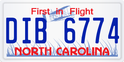 NC license plate DIB6774