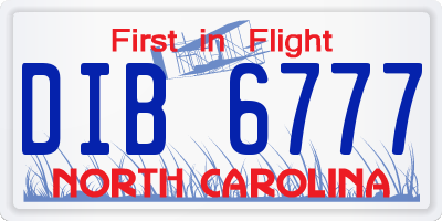 NC license plate DIB6777
