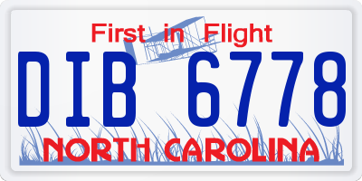 NC license plate DIB6778