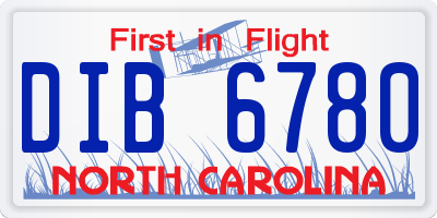 NC license plate DIB6780