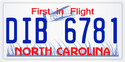 NC license plate DIB6781