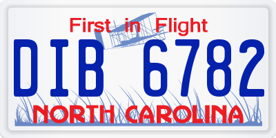 NC license plate DIB6782