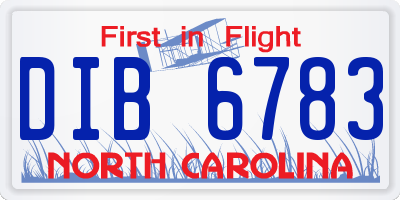 NC license plate DIB6783