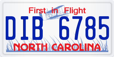 NC license plate DIB6785