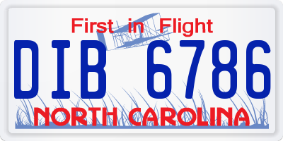 NC license plate DIB6786