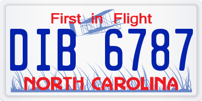 NC license plate DIB6787