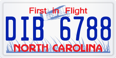 NC license plate DIB6788
