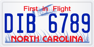 NC license plate DIB6789