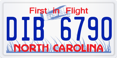 NC license plate DIB6790